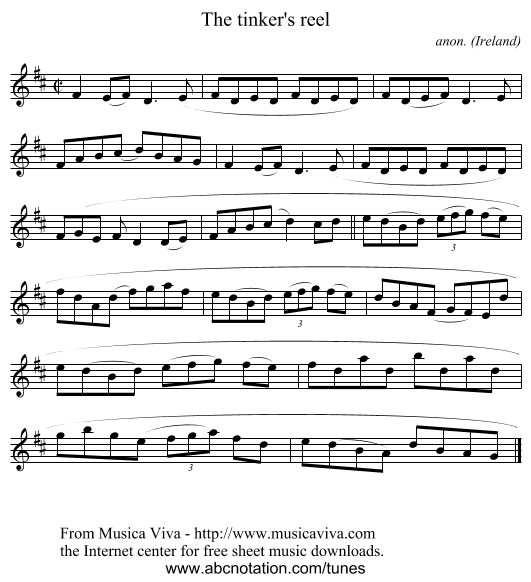 The tinker's reel - staff notation