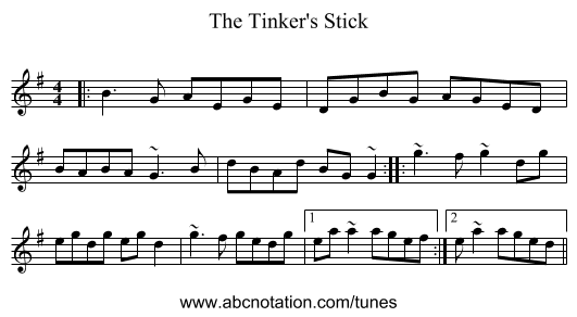 The Tinker's Stick - staff notation