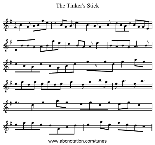 The Tinker's Stick - staff notation