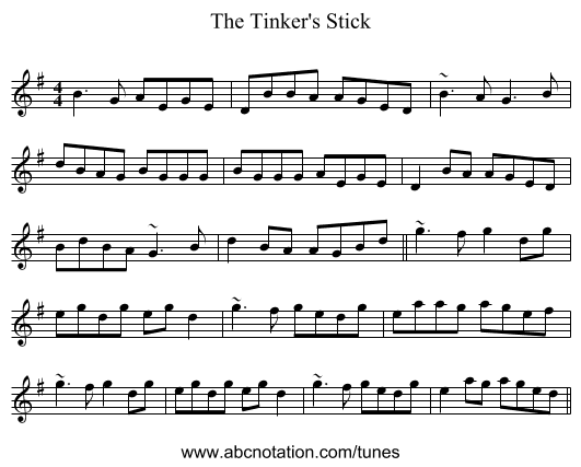 The Tinker's Stick - staff notation