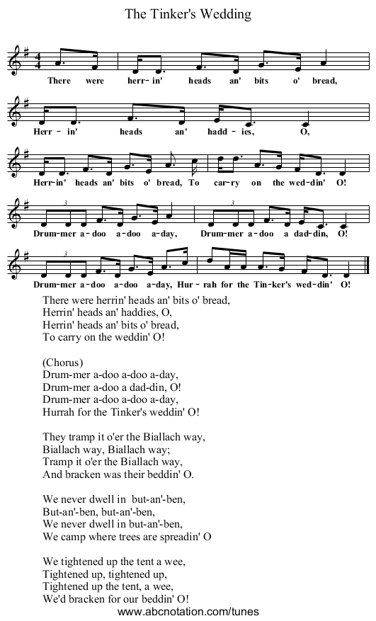 The Tinker's Wedding - staff notation