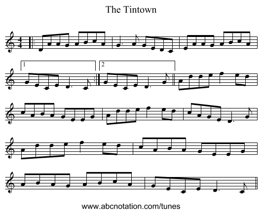 The Tintown - staff notation