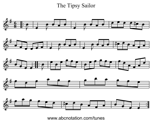 The Tipsy Sailor - staff notation
