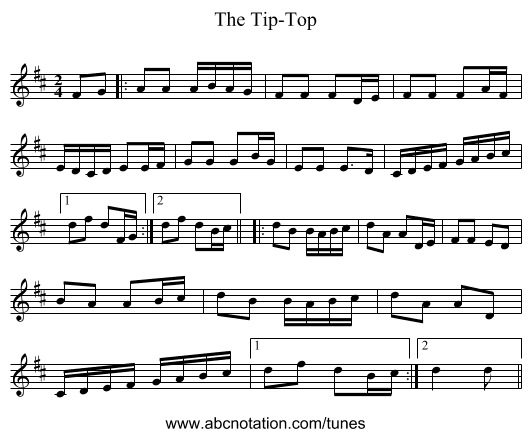 The Tip-Top - staff notation