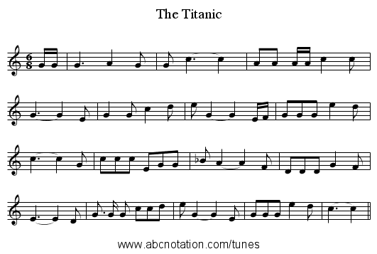 The Titanic - staff notation