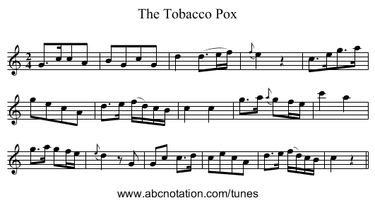 The Tobacco Pox - staff notation