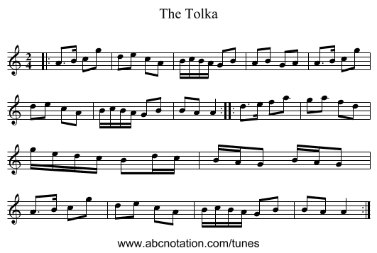 The Tolka - staff notation
