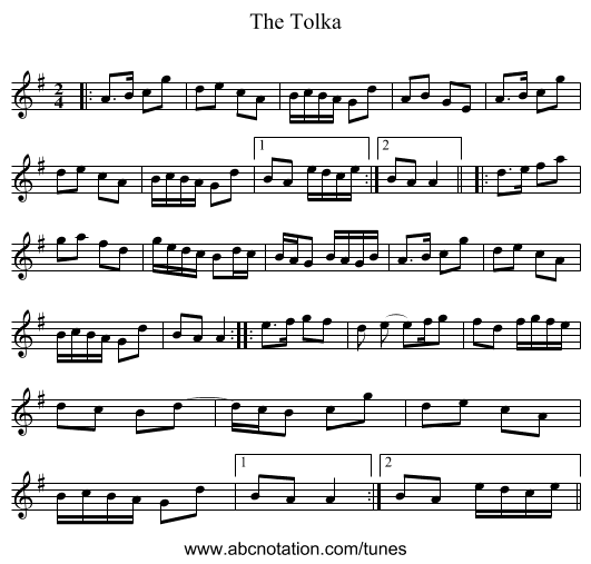 The Tolka - staff notation