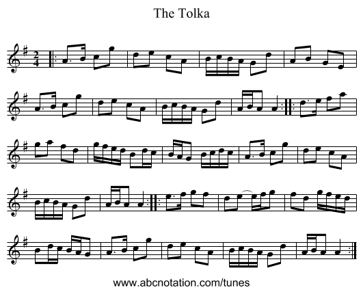 The Tolka - staff notation