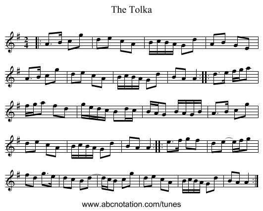The Tolka - staff notation