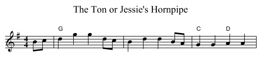 The Ton or Jessie's Hornpipe - staff notation