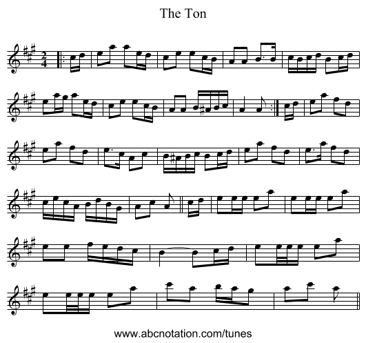 The Ton - staff notation