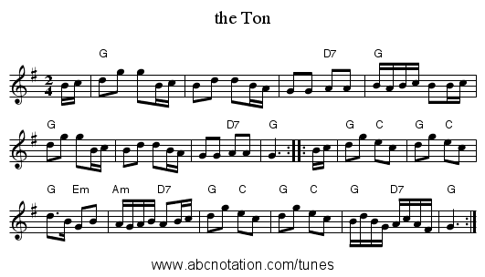 the Ton - staff notation