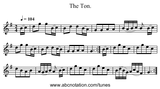 The Ton. - staff notation