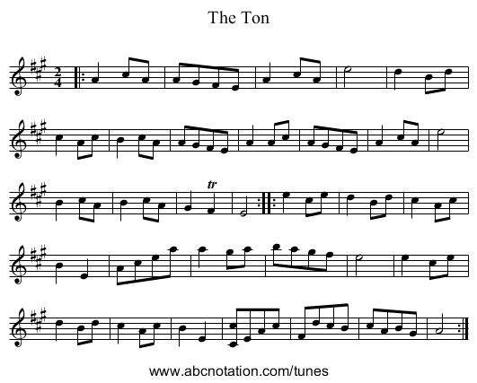 The Ton - staff notation