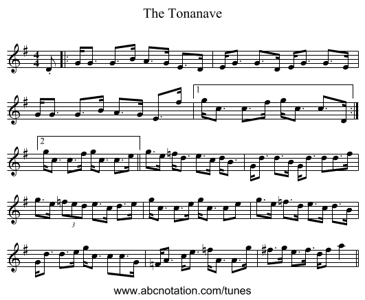 The Tonanave - staff notation