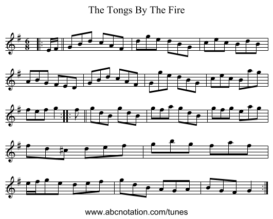 The Tongs By The Fire - staff notation