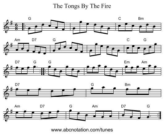 The Tongs By The Fire - staff notation