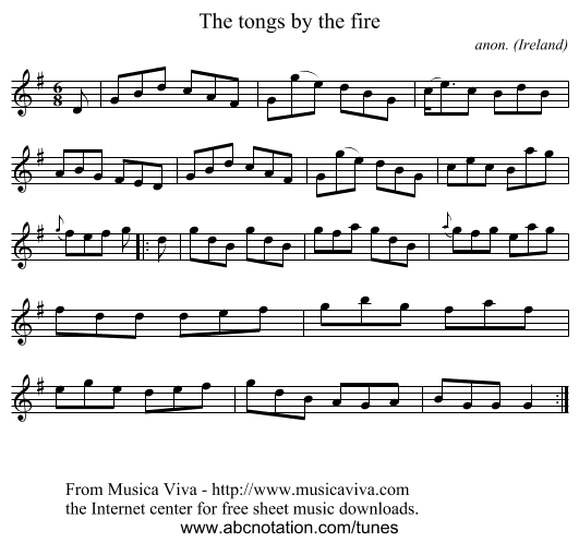 The tongs by the fire - staff notation