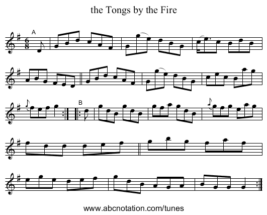 the Tongs by the Fire - staff notation