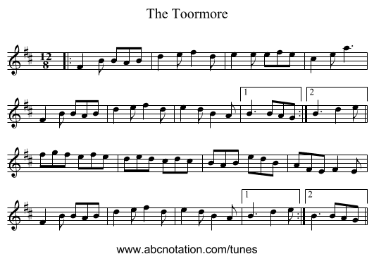 The Toormore - staff notation