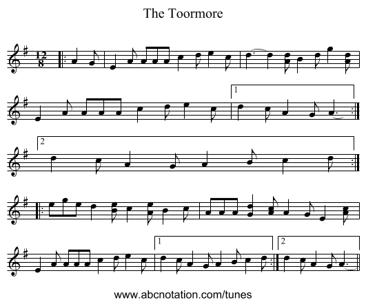 The Toormore - staff notation