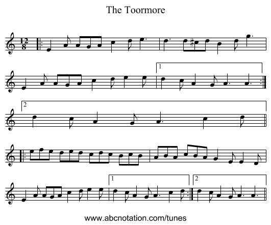 The Toormore - staff notation