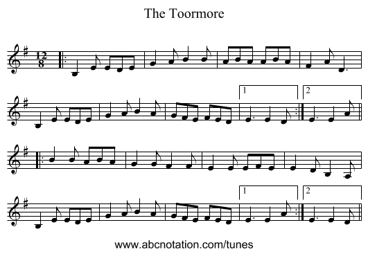 The Toormore - staff notation