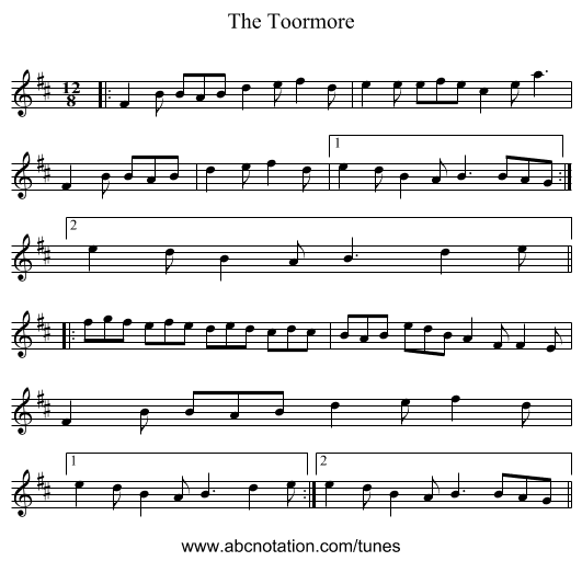 The Toormore - staff notation