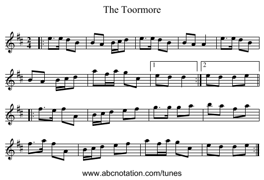 The Toormore - staff notation