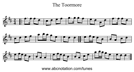 The Toormore - staff notation
