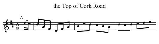 the Top of Cork Road - staff notation