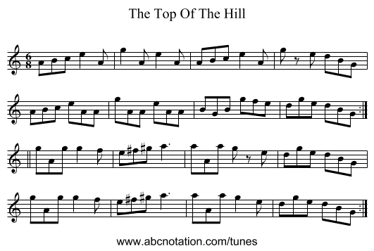 The Top Of The Hill - staff notation