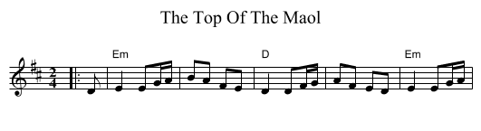 The Top Of The Maol - staff notation