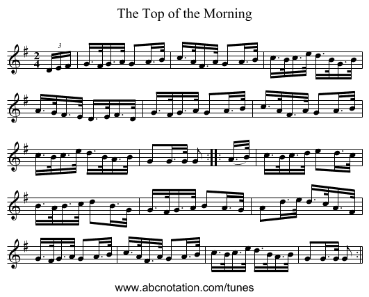 The Top of the Morning - staff notation