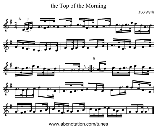 the Top of the Morning - staff notation