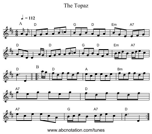 The Topaz - staff notation