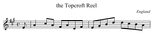 the Topcroft Reel - staff notation