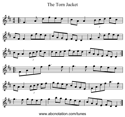 The Torn Jacket - staff notation