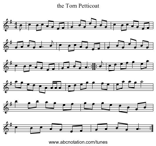 the Torn Petticoat - staff notation