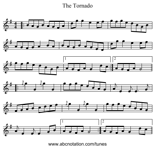 The Tornado - staff notation