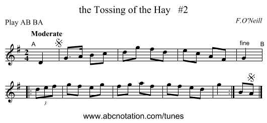 the Tossing of the Hay   #2 - staff notation