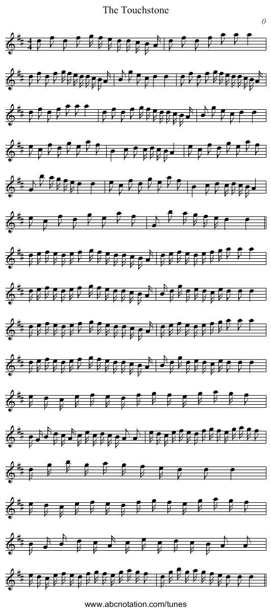 The Touchstone - staff notation