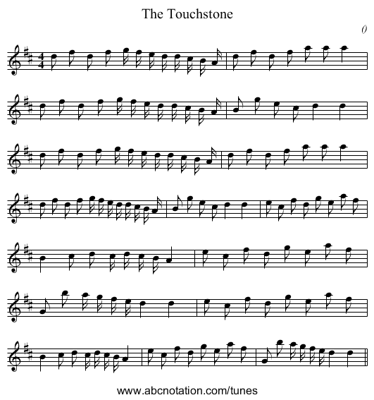 The Touchstone - staff notation