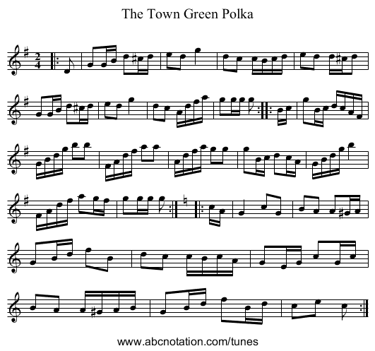 The Town Green Polka - staff notation