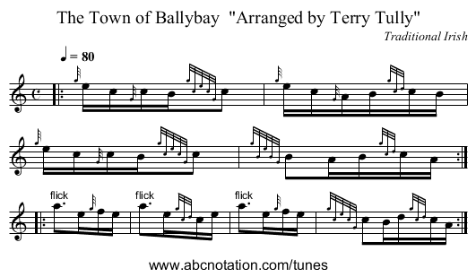 The Town of Ballybay Arranged by Terry Tully - staff notation