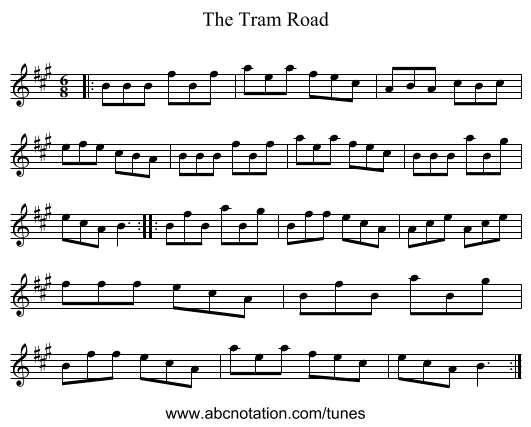 The Tram Road - staff notation