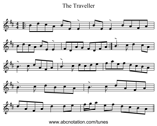 The Traveller - staff notation