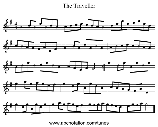 The Traveller - staff notation