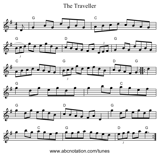 The Traveller - staff notation